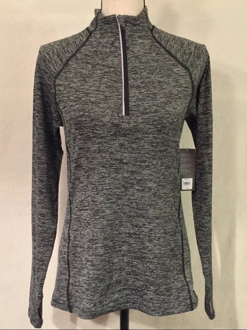 NWT Old Navy active grey & black stripe 1/4 zip pullover jacket